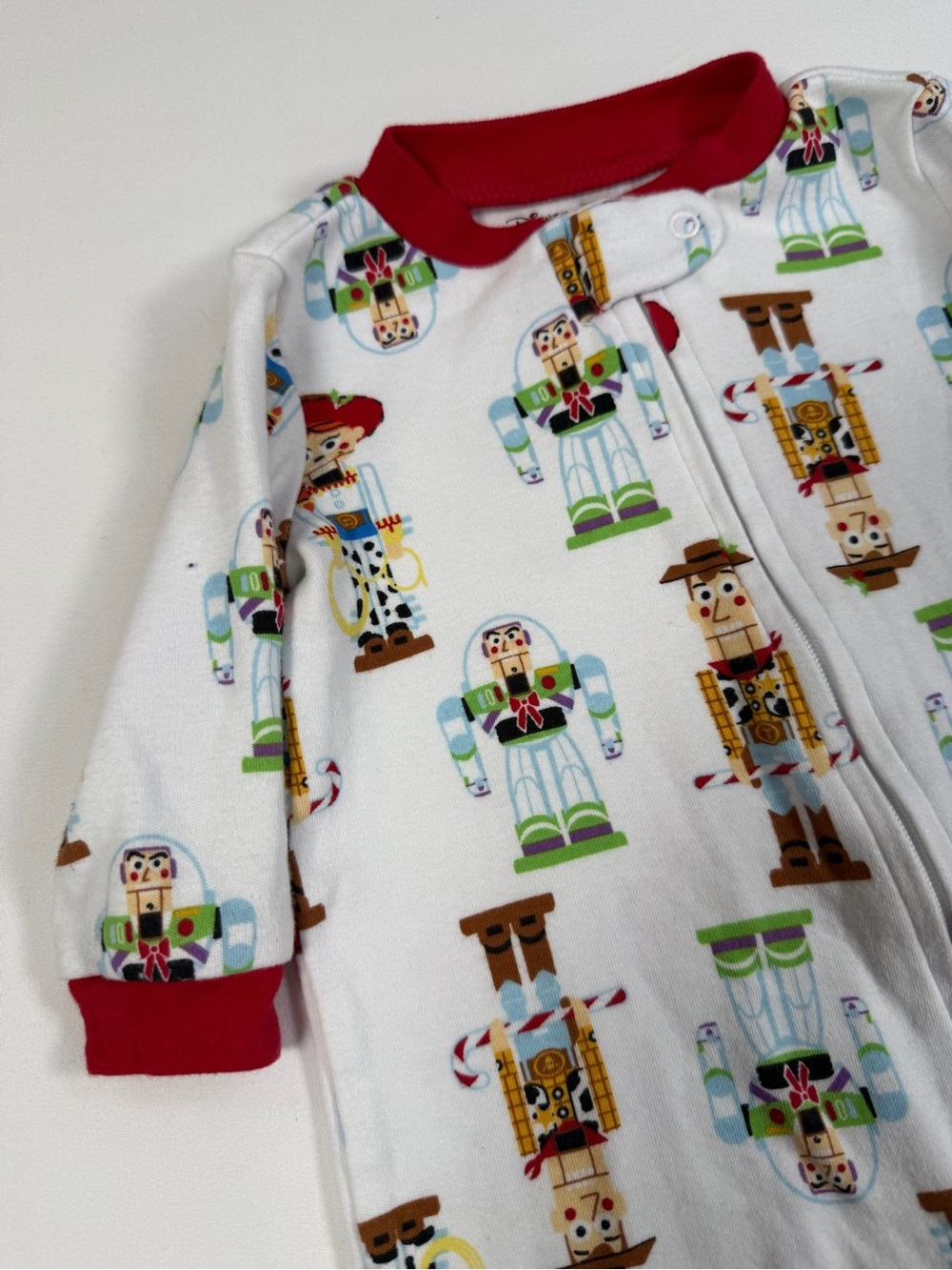 DISNEY PIXAR Toy Story Woody & Buzz Nutcracker Christmas Footie Sleeper 0-3M - Picture 4 of 8